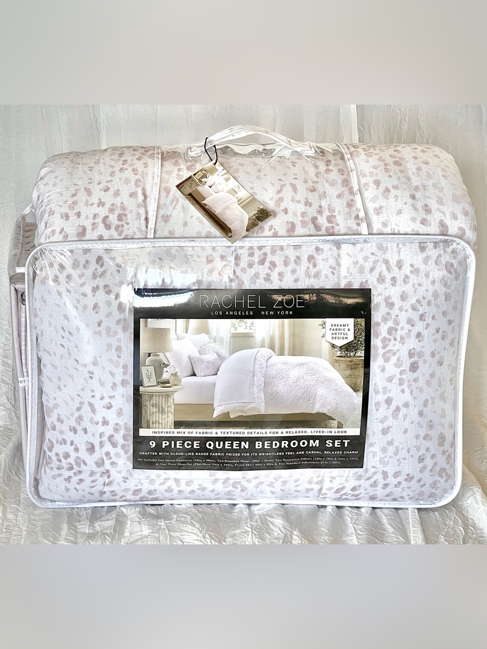 💕NWT Pink Leopard Rachel Zoe 9-Piece Queen Bedding Set - Sheets included